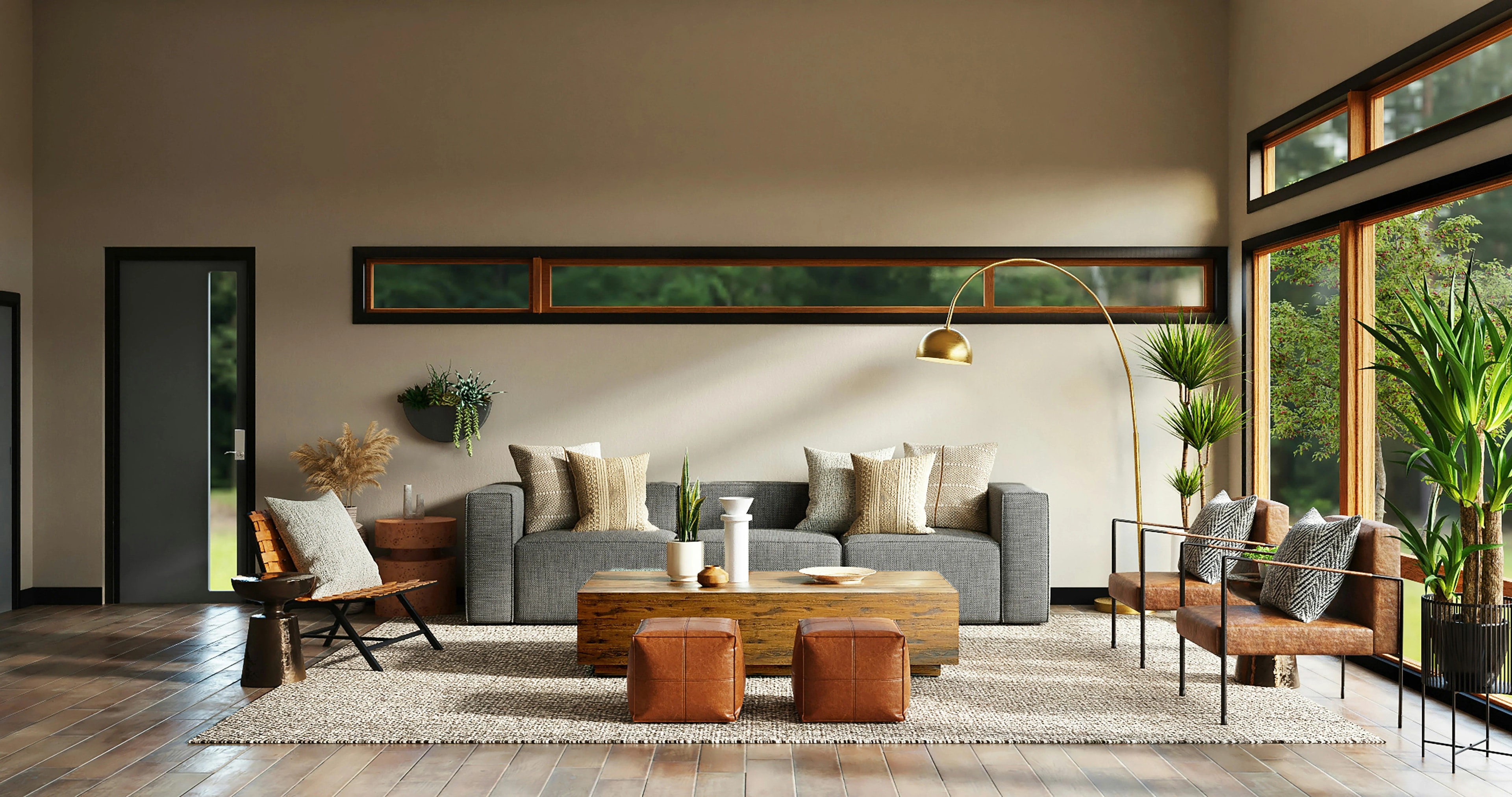 Fitted timber joinery and layered lighting in a completed living room